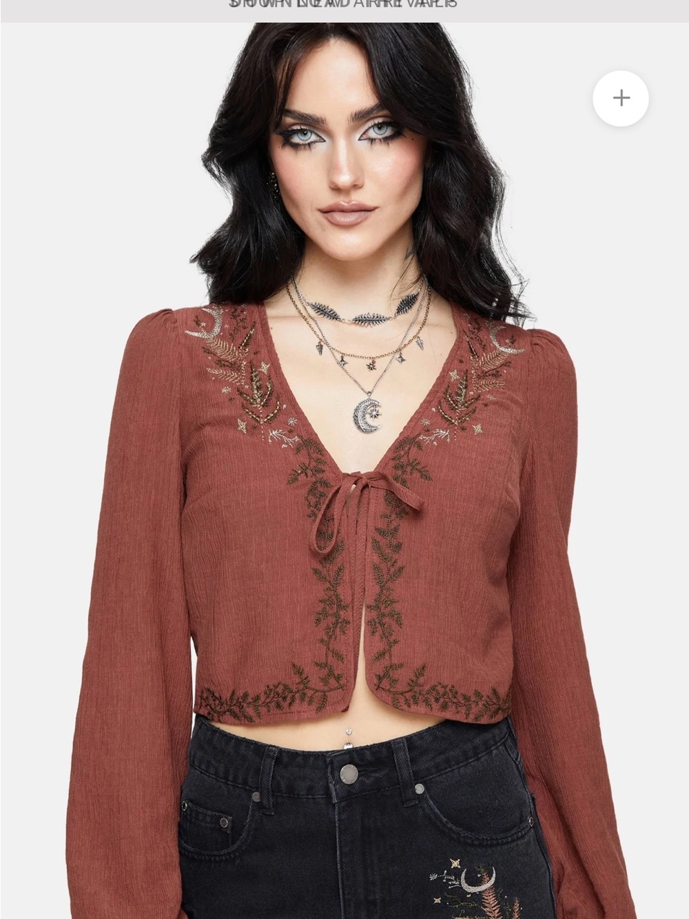 Disturbia Abellona Embroidered Tie Front Blouse